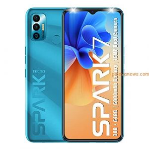 Tecno Spark 7 (Morpheus Blue, 2GB RAM, 32 GB Storage) – 6000mAh Battery|16 MP Dual Camera| 6.52” Dot Notch Display