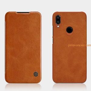 Nillkin Case for Xiaomi Redmi Note 7 Qin Genuine Classic Leather Flip Folio PC with Card Slot Brown Color