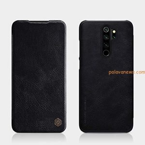 Nillkin Case for Xiaomi Redmi Note 8 Pro (6.53″ Inch) Qin Genuine Classic Leather Flip Folio + Card Slot Black Color