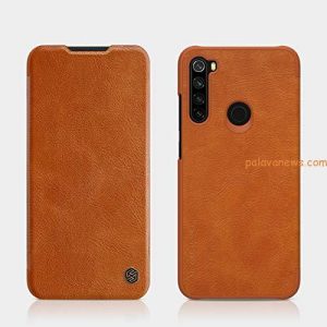 Nillkin Case for Xiaomi Redmi Note 8 (6.3″ Inch) Qin Genuine Classic Leather Flip Folio + Card Slot Brown Color