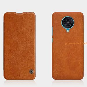 Nillkin Case for Xiaomi Poco Phone F2 Pro/Redmi K30 Pro (6.67″ Inch) Qin Genuine Classic Leather Flip Folio + Card Slot Brown Color