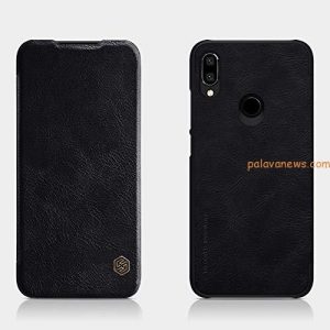 Nillkin Case for Xiaomi Redmi Note 7 Qin Genuine Classic Leather Flip Folio PC with Card Slot Black Color