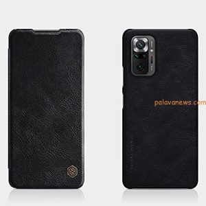 Nillkin Case for Xiaomi Redmi Note 10 Pro/Xiaomi Redmi Note 10 Pro Max (6.67″ Inch) Qin Genuine Classic Leather Flip Folio + Card Slot Black Color