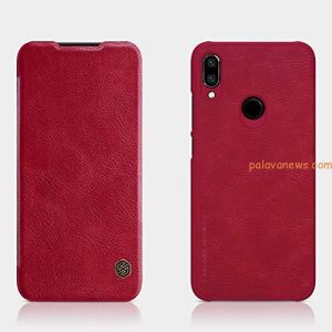 Nillkin Case for Xiaomi Redmi Note 7 Qin Genuine Classic Leather Flip Folio PC with Card Slot Red Color