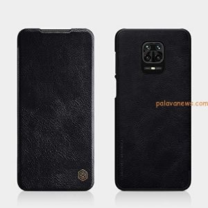 Nillkin Case for Xiaomi Redmi Note 9 Pro/Note 9 Pro Max/Poco M2 Pro (6.67″ Inch) Qin Genuine Classic Leather Flip Folio + Card Slot Black Color