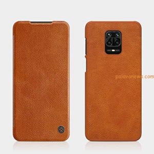 Nillkin Case for Xiaomi Redmi Note 9 Pro/Note 9 Pro Max/Poco M2 Pro (6.67″ Inch) Qin Genuine Classic Leather Flip Folio + Card Slot Brown Color