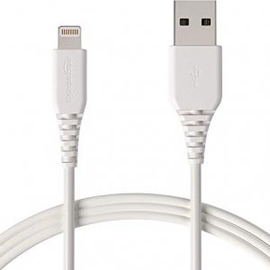 AmazonBasics Apple Certified Lightning to USB Charge and Sync Cable, 6 Feet (1.8 Meters) – White