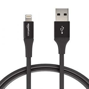 AmazonBasics Apple Certified Lightning to USB Charge and Sync Cable, Premium Collection, 3 Feet (0.9 Meters), Pack of 2 – Black