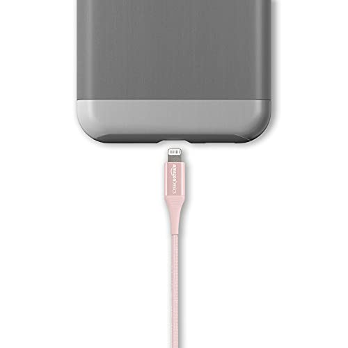 Advanced Collection Silver 3-Foot MFi Certified iPhone Charger Basics Double Braided Nylon Lightning to USB A Cable 