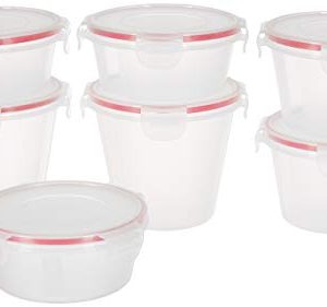 Amazon Brand – Solimo Plastic Kitchen Storage Container Set, 7-Pieces, Transparent
