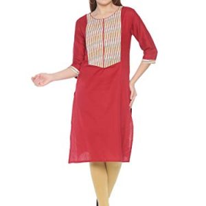DearMom Women’s Cotton Nursing/Feeding/Maternity/Easy Feeding Kurta/Kurti with Hidden Zippers for Breastfeeding Mothers (Maroon)