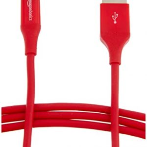 AmazonBasics L6LMF112-CS-R Apple Certified Lightning to USB Charge and Sync Tough Cable, 6 Feet (1.8 Meters) – Red