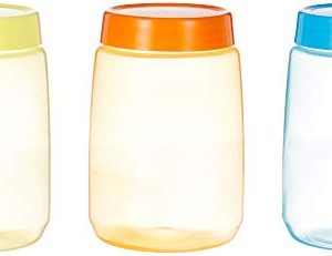 Amazon Brand – Solimo Plastic Storage Container Set, 1 Litre, Set of 3, Multicolour