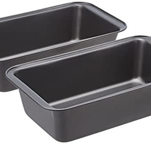 AmazonBasics Nonstick Carbon Steel Baking Bread Pan, 9.5 x 5 Inch, Set of 2