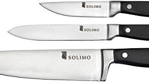 Amazon Brand – Solimo Premium High-Carbon Stainless Steel Kitchen Knife Set, 3-Pieces, Silver