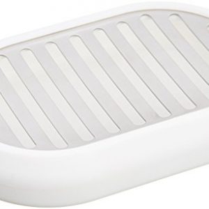 AmazonBasics Stainless Steel Soap Dish, White