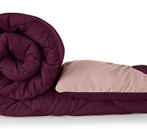 Amazon Brand – Solimo Microfibre Reversible Comforter, Single (Plum Purple and Moody Mauve, 200 GSM)