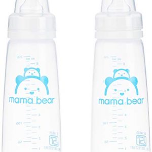 Amazon Brand – Mama Bear Baby Feeding Bottle with Spoon & Sipper, 250 ml (Pack of 2)