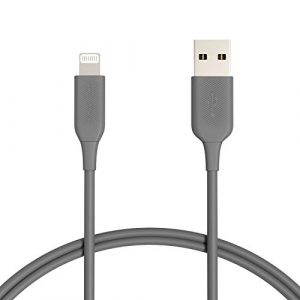 AmazonBasics New Release ABS USB-A to Lightning Cable Cord, MFi Certified Charger for Apple iPhone, iPad,Gray, 3-Ft