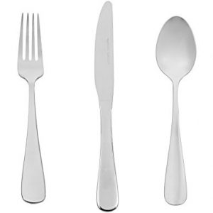 AmazonBasics Cutlery 20-Piece Stainless Steel Flatware Silverware Set with Round Edge, Service for 4