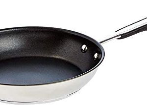 AmazonBasics Stainless Steel Induction Non Stick Frying Pan, 28 cm, with Soft Touch Handle