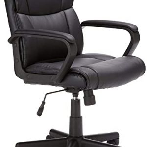 AmazonBasics Mid Back Office Chair (Black, Leather)