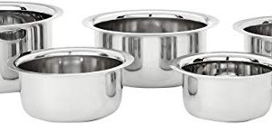 Amazon Brand – Solimo Stainless Steel Tope Set (5 pieces, 420 ml , 550 ml, 840 ml, 1150 ml and 1550 ml, Induction and Gas compatible)
