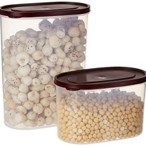 Amazon Brand – Solimo Set of 2 Kitchen Storage Containers (1650 ml, 950 ml), Brown