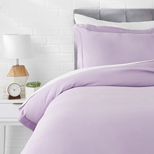 AmazonBasics Microfiber Comforter Cover Set with pillow cover – Single (66×90-inch, 2-Piece), Frosted Lavender