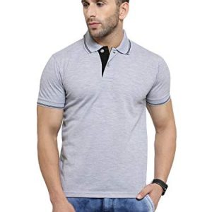 AWG Men’s Cotton Regular Fit Solid Polo Neck T-Shirt