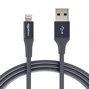 AmazonBasics Apple Certified Lightning to USB Charge and Sync Extra Tough Cable, 6 Feet (1.8 Meters) – Grey