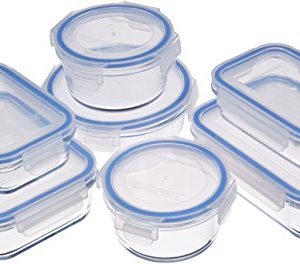 AmazonBasics Glass Leak-proof Locking Lids – Food Storage Containers, 7-Piece Set