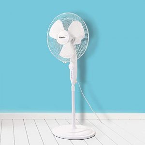 AmazonBasics High Speed 55 Watt Oscillating Pedestal Fan, 400mm Sweep Length (16 inches), White