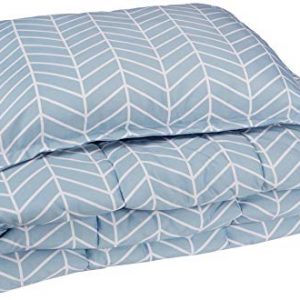 AmazonBasics Comforter Set, Twin / Twin XL, Blue Chevron, Microfiber, Ultra-Soft