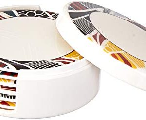 Amazon Brand – Solimo Set of 6 coasters with stand (10*10 cm), Glass, transparent