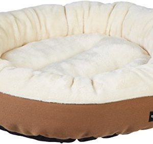 AmazonBasics Round Bolster Pet Dog Bed – 20 x 6 Inches, Brown