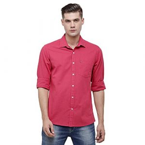 CAVALLO by Linen Club Red Solid Regular Fit Casual Shirt