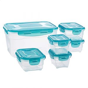 AmazonBasics Food Storage Containers , Set of 6, Multicolor