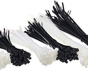 AmazonBasics Self-Locking Nylon Cable Ties – 6, 8 and 12 Inch – Black and White (Pack of 300)