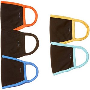 Amazon Brand – Symbol Unisex’s Cotton Reusable Anti-Microbial 2 Layer Face Mask (Pack of 5) (IMK-03-PO5_Multicoloured_5 Count (Pack of 1))