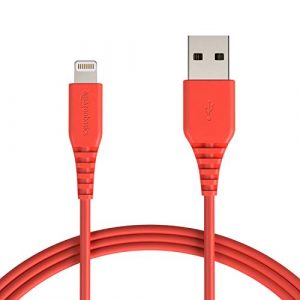 AmazonBasics Apple Certified Lightning to USB Charge and Sync Cable, 6 Feet (1.8 Meters) – Red