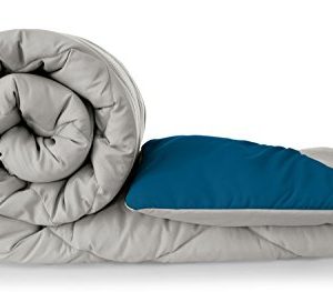 Amazon Brand – Solimo Microfibre Reversible Comforter, Single (Ash Grey & Deep Teal, 200 GSM)
