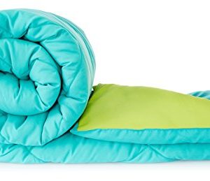 Amazon Brand – Solimo Microfiber Reversible Comforter, Single (Aqua Blue & Olive Green, 200 GSM)