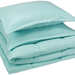Amazon Basics Comforter Set, Full / Queen, Sea Foam Green, Microfiber, Ultra-Soft