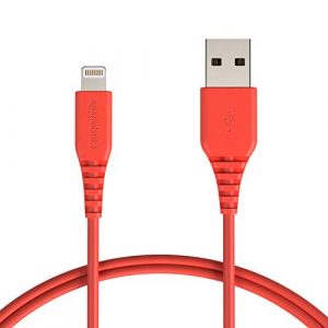 AmazonBasics Apple Certified Lightning to USB Charge and Sync Cable, 3 Feet (0.9 Meters) – Red