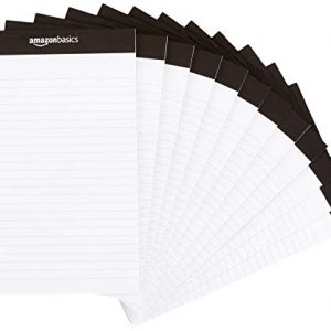 AmazonBasics Narrow Ruled 5 x 8-Inch Writing Pad – White (50 sheets per pad, 12 pack)