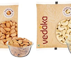 Amazon Brand – Vedaka Popular Whole Almonds, 100g & – Vedaka Popular Whole Cashews, 100g