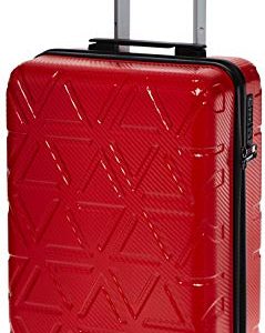 AmazonBasics Pyramid Hardside Carry-On Luggage Spinner Suitcase with TSA Lock – 55.5 cm, Red