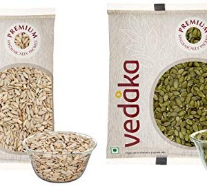 Amazon Brand – Vedaka Premium Pumpkin Seeds, 200g & Vedaka Premium Sunflower Seeds, 200g