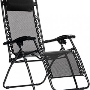 AmazonBasics Steel Zero Gravity Reclining Lounge Portable Chair, Black